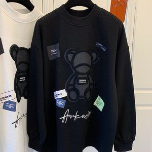 EMBROIDED TEDDY BEAR URBAN LUXURY 100% COTTON OVERSIZED SWEATSHIRT